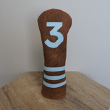 HEADCOVER - THREES - Genuine Leather Golf Headcover