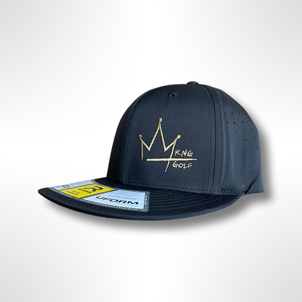 HAT - FlexFit Performance Hat - Bottom Logo L/XL / Black w/ Gold Left Panel Logo